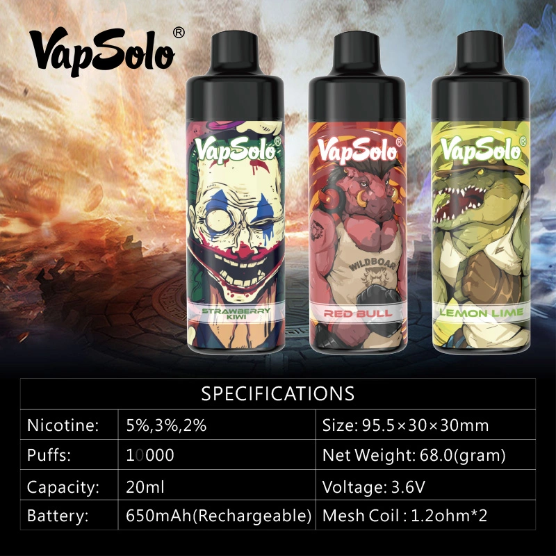 Vapsolo New Vape 10000 Vapers Desechables 10000 Puffs E Vape Randm Tornado 10K 12000 Puffs 2/3/5% Nicotine Salt 20ml E Liquid Wholesale Electronic E Cigarette