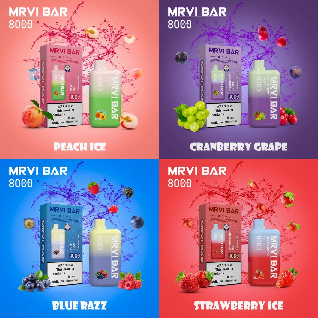 Mrvi Bar 8000 Puff Logo Zbood 7000/7200/8000/9000 Df8000 Imini Pi 9000 Tobacco E Cigarette Dispsoable Vape