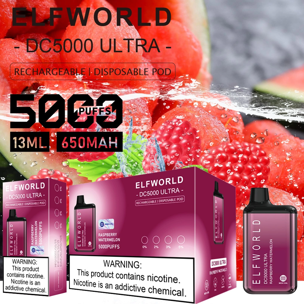 Elf World DC5000 Ultra Disposable Vape Pod Electric Cigarettes 800 Lux Fast Delivery Customized 6000 Puffs Fast Delivery Customized 6000 Puffs