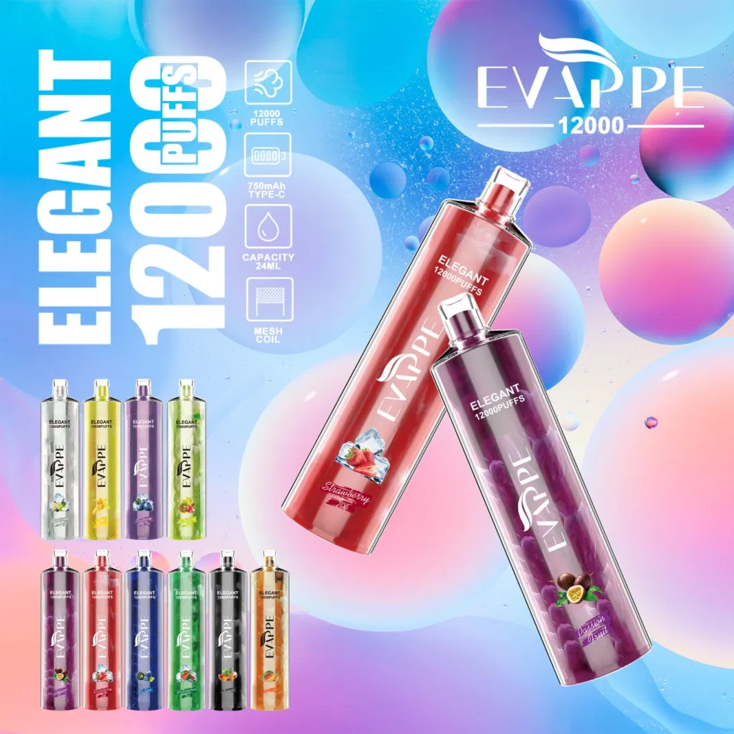 2024 Disposable Vape Pen Evappe Elegant Crystal Vape 12000 Puffs Aroma King E-Cigarette Disposable Pod Vaporizer