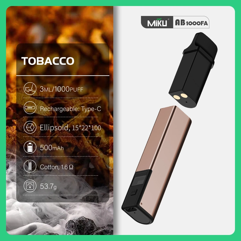 Miku 1000puffs Rechargeable Disposable Vape Longest Lasting Mesh Coil