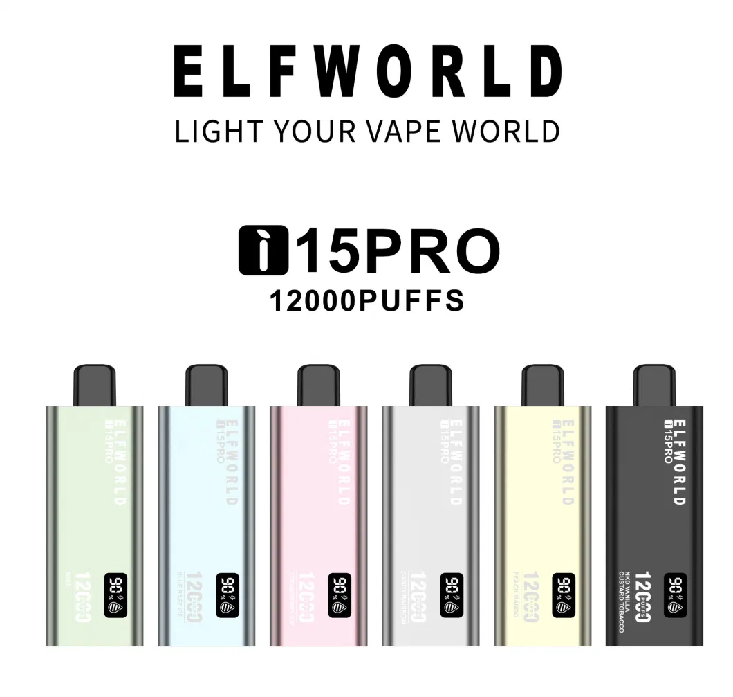 Super Slim Elfworld I15 PRO 12000 Puffs Disposable Vape Long-Lasting Flavor Ultra Thin E-Cig Elf World Puff Vape Pen OEM I15 Apple 1000 Puffs 85000 Puffs 7000