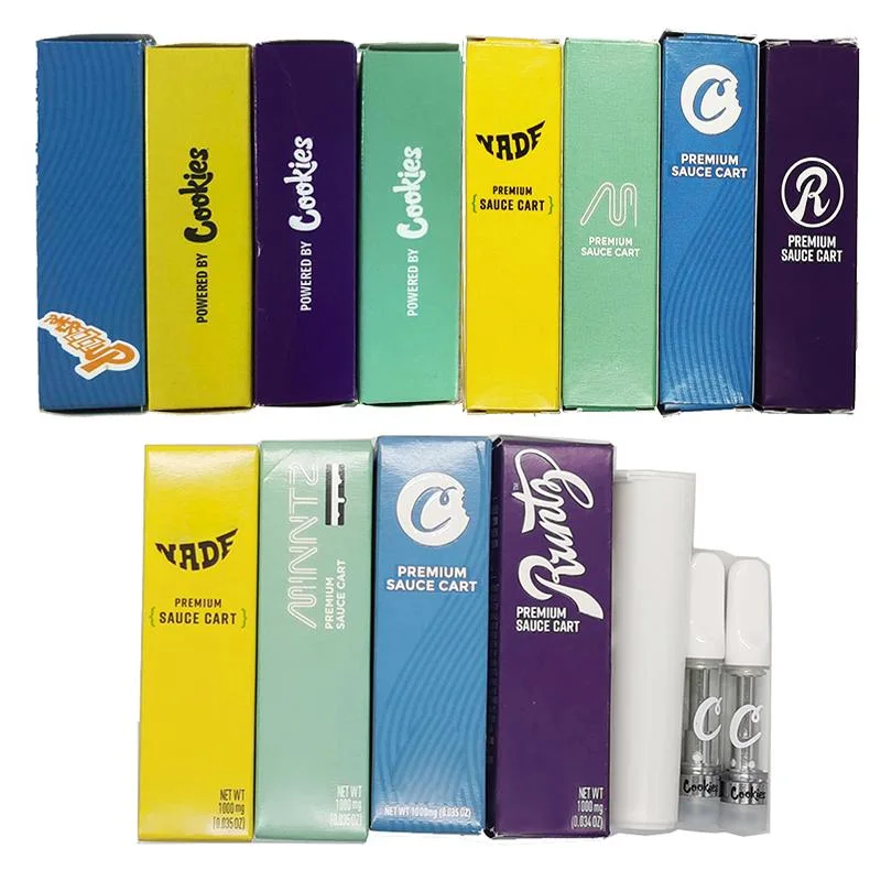 New Cookies Vape Cartridge Cart 0.8ml 1.0ml Pyrex Glass Tank Ceramic Coil 510 Thread Thick Oil Cart