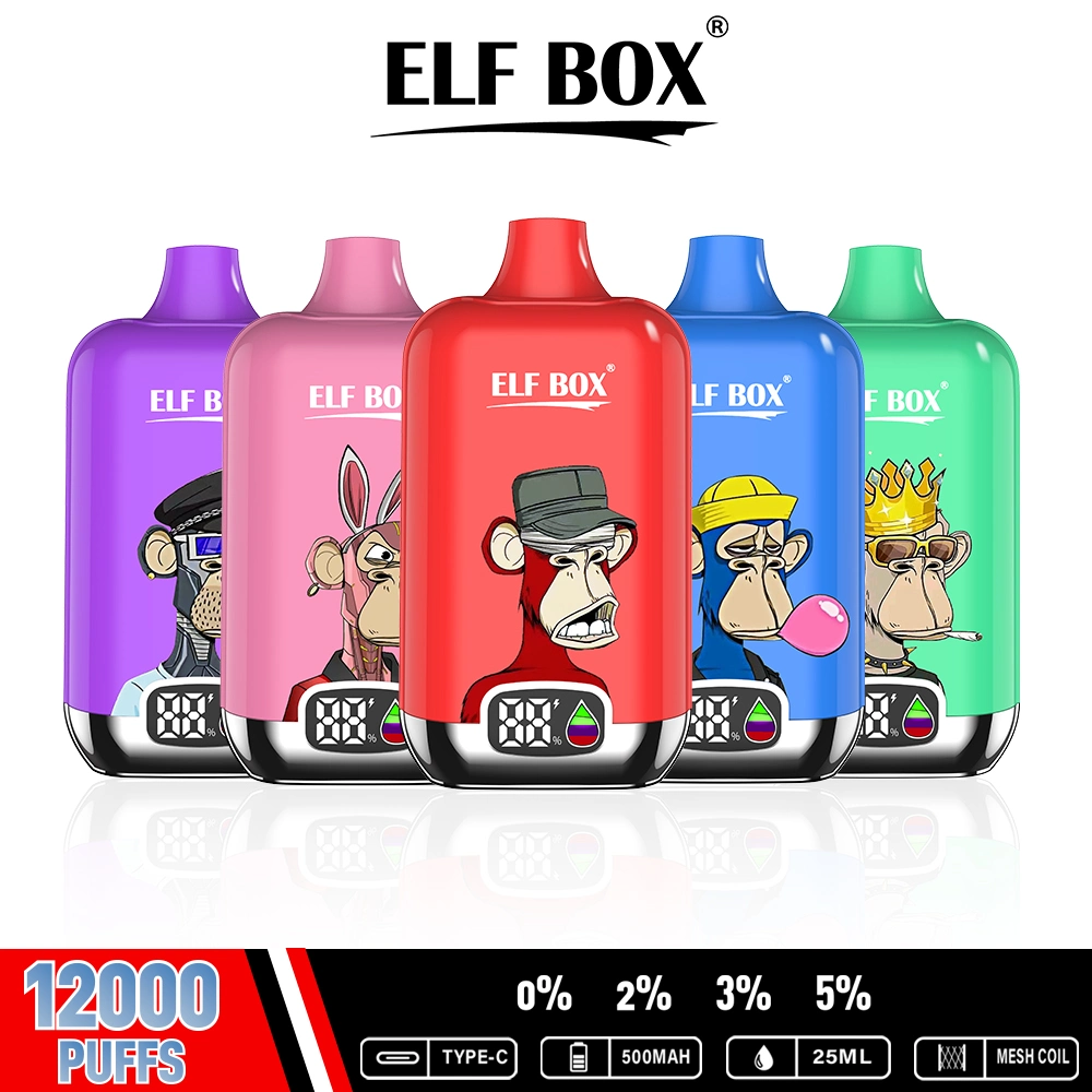 China Top Disposable Vape Bar Elf Box Digital 12000 Puffs Rechargeable Battery 500mAh Electronic Cigarette