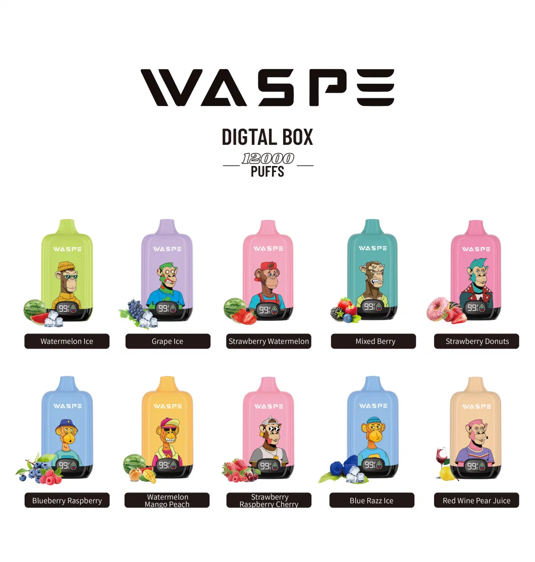 2024 Hot Sale Waspe Digital Box 12000 Puffs Disposable E-Cig with 650mAh Rechargeable Battery
