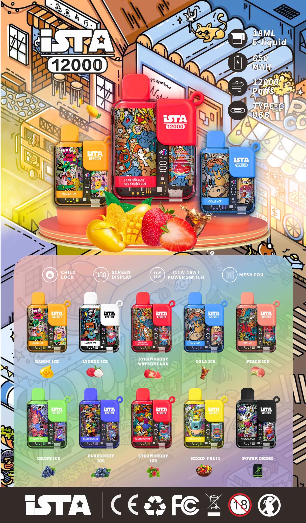 Ista 12000 Puff Zbood Personalized Premium Plus Honey Melon 12K/10K/20K Mr- Fog Yooz Vaporizer Disposable Vape