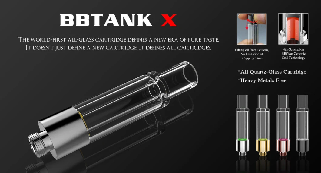 Bbtank 510 Thread Ceramic Coil Empty 0.5ml 1ml All Glass Cartridge Custom Logo Empty Vaporizer Cartridge