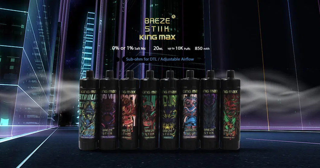 Breze Stiik King Max 10000 Puffs Disposal Vape or Electronic Cigarette 20ml Oil Juice Mesh Coil OEM ODM E Cigarette Vs Randm Tornado 10000 Vapes