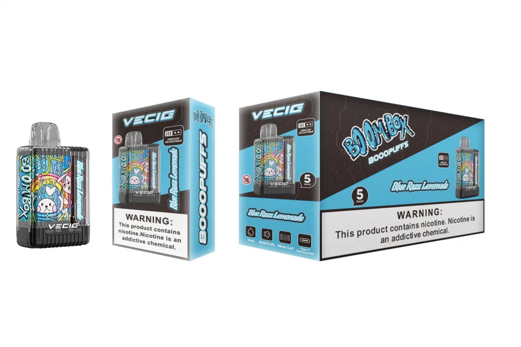 Vecig 2023 Best Selling in USA Adjustable Airflow Elf Lost Boombox 8000 Puffs Disposable Vape Orion Bar 7500