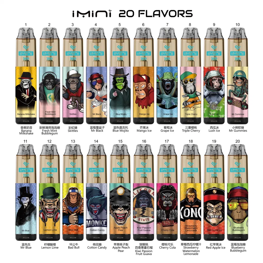 Original Gorilla Vape Imini Vape 7000 9000 12K P Disposable Vapor Pen Electronic Cigarettes 15ml Pod 6 Glowing Colors Air-Adjustable Thailand Vapor Pod Oil Core