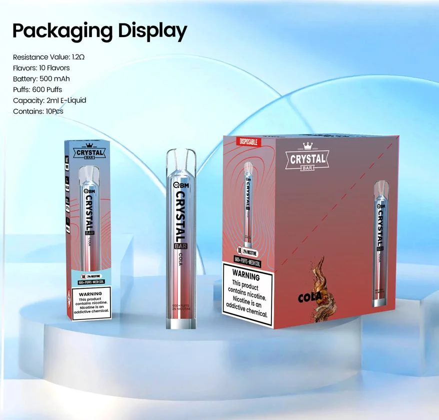 in Stock Now Fast Delivery Vape Disposable Pod Pen 2% Nic Salt E Cig Puff 600 Crystal Vape