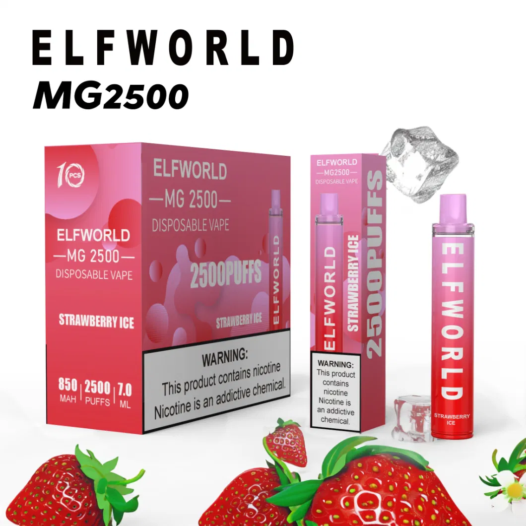 Original Elfworld Mg 2500 E Cigarette Unrechargeable RM Puffs Disposable E Cigarette Vape Crystal Legend Elf World Puff Bar Puff Plus Ultra