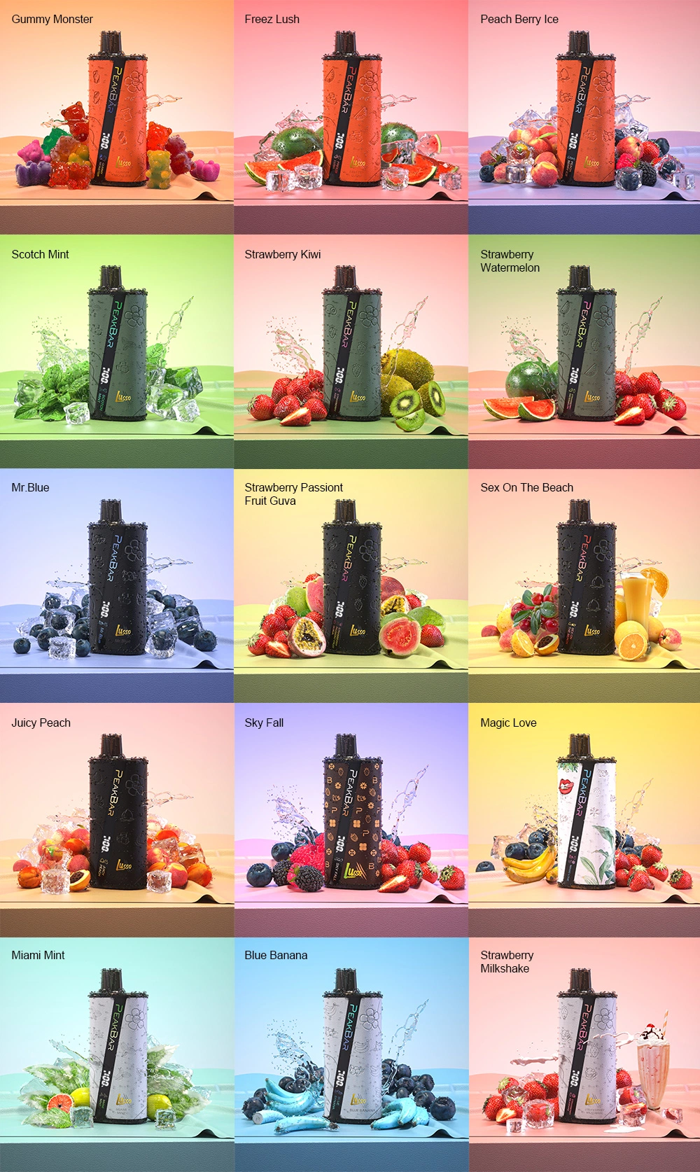 Good Tasting Fruits Flavours Peakbar Smoking Vape Wholesale Disposable Vaporizer