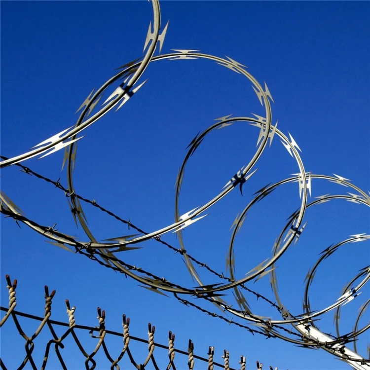 Razor Wire Double Spiral - Galvanized Steel Razor Wire Fence Ribbon Barbed Wire Coils for Farm