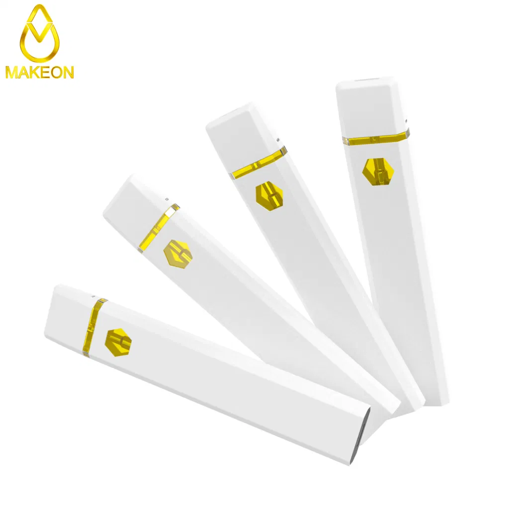 Makeon D10 1ml Empty Custom Vape Flat Disposable Vape Pen Ceramic Coil Pod Thick Oil Delta Vape OEM Packaging Box