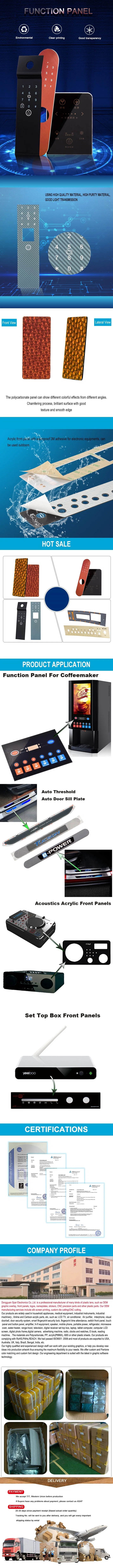 Acrylic Touch Screen Switches Membrane Graphic Overlay