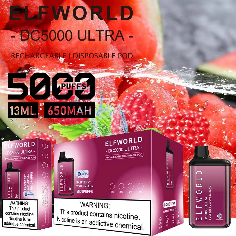 Original Elfworld Ultra 5000 Cigarettes Disposable Vapes Recharager Battery Vs Elfbar 5000