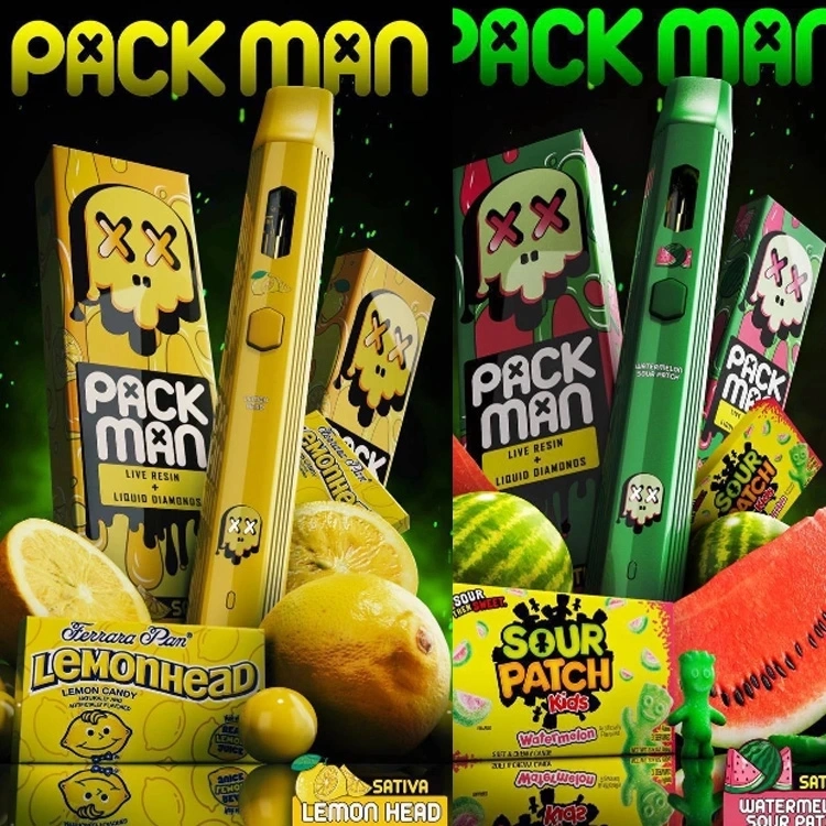 New Pack Man Live Resin Disposable Vape Pens Starter Kit Empty 2.0 Grams Ceramic Coil 2ml Pods Pack Man with Packaging