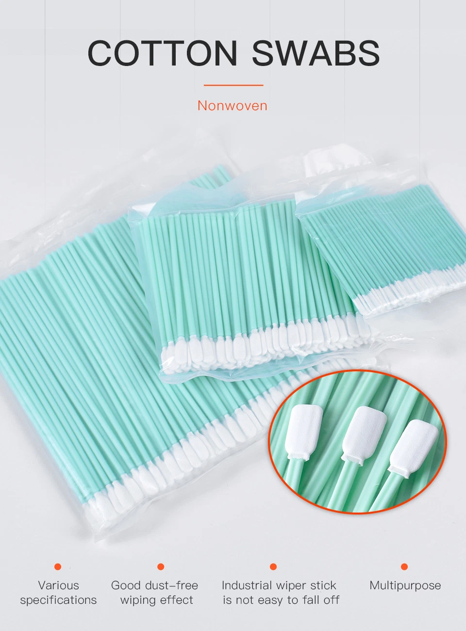 Startnow 100PCS/Pack Non Woven Cotton Swabs 70 100 161mm Length Anti-Static Dust-Free Q-Tips Cleaning Tools for Industry Machine