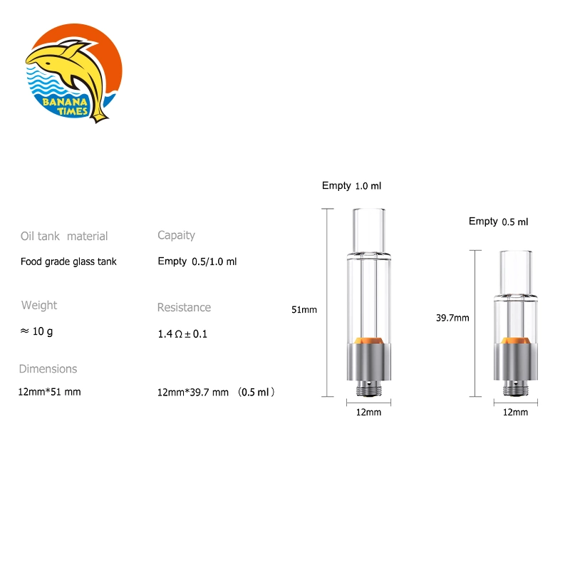 All Glass Vape Cartridges 0.5ml 1.0ml Vaporizer Ceramic Coil Cartridge Hhc 510 Thread Vape Carts Empty Glass Leakproof Tank Cartridge