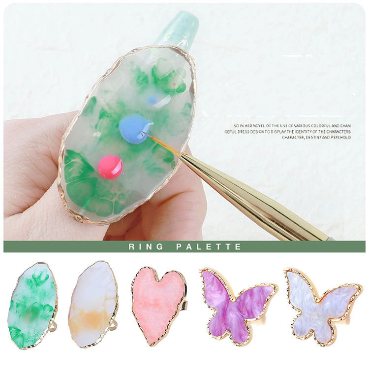 Net Red Japanese Resin Agate Piece Ring Palette Manicure Light Glue Painted Smudge Display Gold-Plated Gold Display Board
