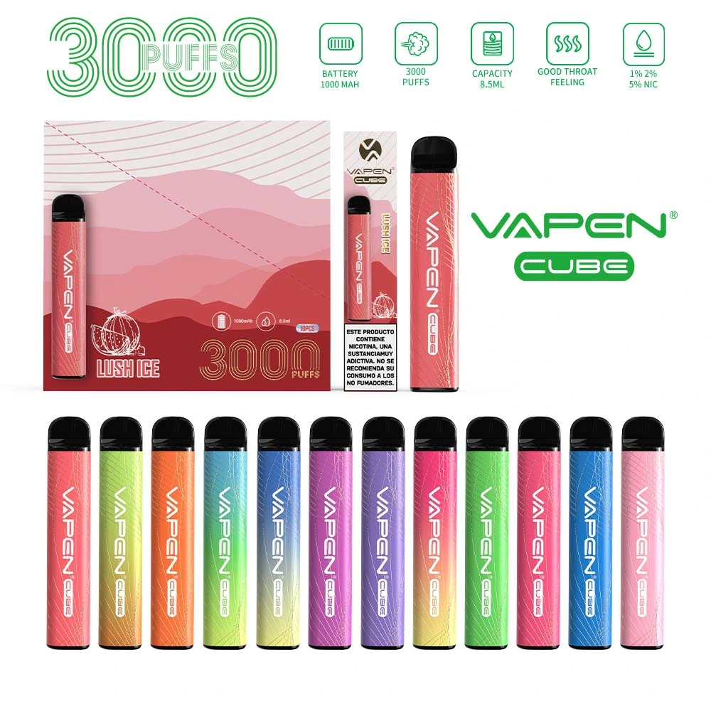 Wholesale Vape Pen Vapen Cube Factory 0% 2% 5% E Cigarette 1000 mAh 3000 Puff Plus Disposable Vapes