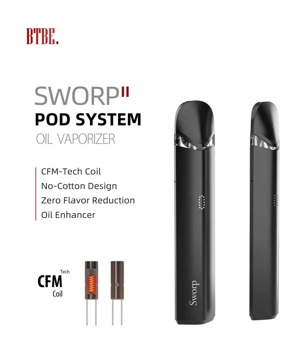 Bete Sworp Replaceable 1ml Empty Vaporizer Pod System Smoking Device Wholesale Vape Pen Factory Price Vaporizer Vaporizador Atomizer for Thick Oil