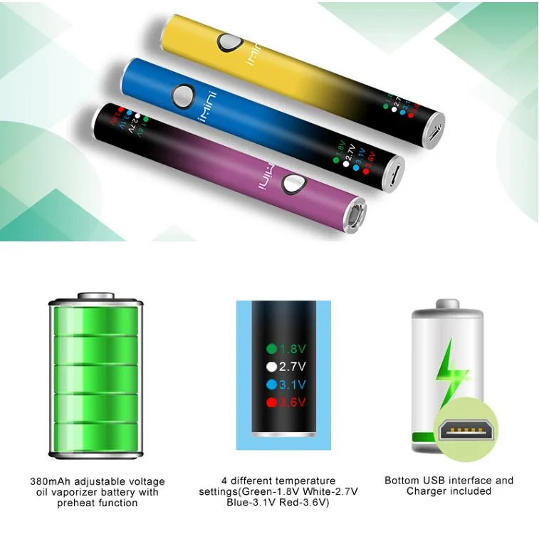 E Cigarette China Wholesale I Vape 510 Thread Battery Imini AVB Fit for Empty Vape Cartridge 510 Battery