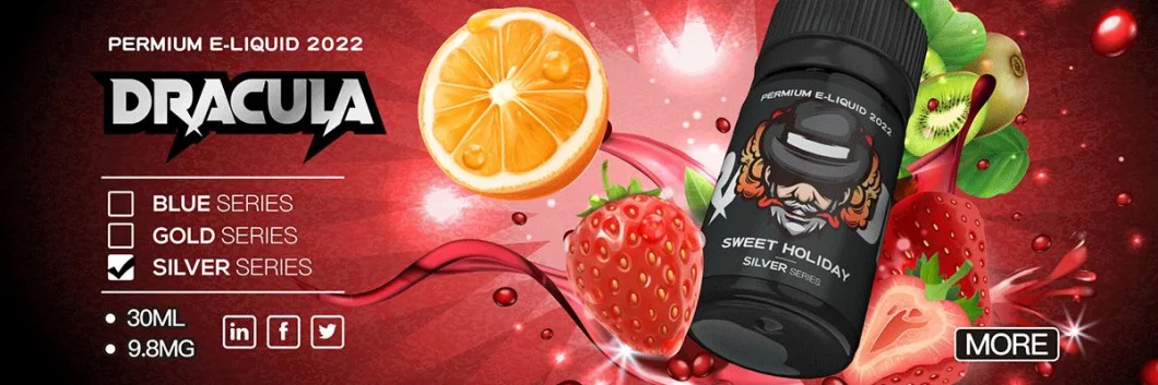 China Top Selling Premium Quality OEM/Ode Eliquid Dracula Nicotine Cool Peach Orange Kiwi 9.8mg+Cooling 30ml Vape Juice for Electronic Cigarette