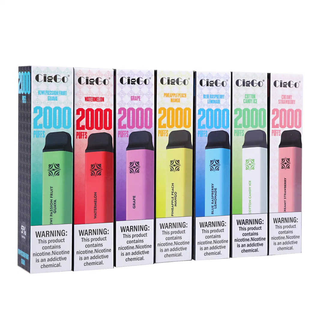 50 Regular Flavors Ciggo Cube 2000 Puffs Disposable Vape Pen 50mg Nicotine 950mAh Disposable Mini E-Cigarette