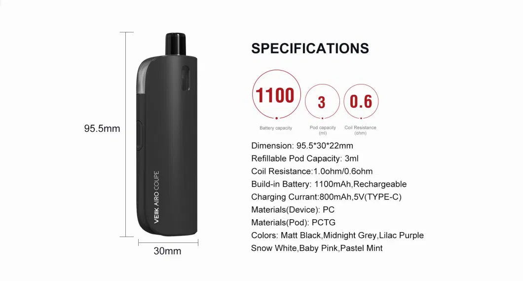 France Best Selling Pod Kit Refillable Pod Capacity with 3ml Empty Vape