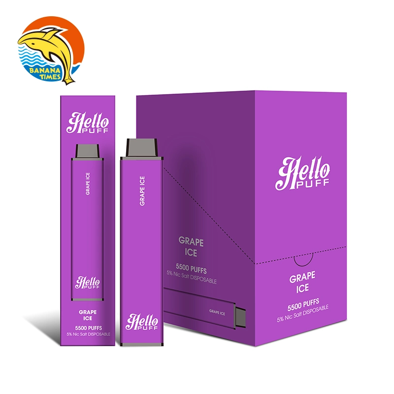 Bananatimes Hellopuff OEM 5500 Puffs Wholesale Disposable Vape Pen Electronic Cigarette 4000 Puff Big Bar Pod Custom Vaporizer Pen