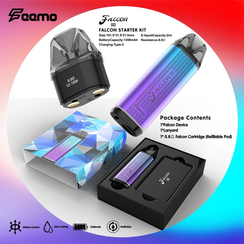 Low MOQ EU Shipping Feemo Falcon Disposable E Cigarette Big Cloud 0.6ohm Mtl-Dtl with 2ml Refillable Empty Pod Cartridge