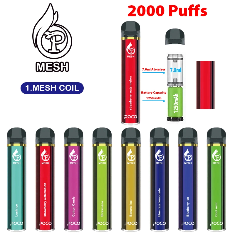 OEM Package/Logopoco Mesh Vape Pen Mesh Coil Disposable Vape with 950 Vape Battery 8 Flavors