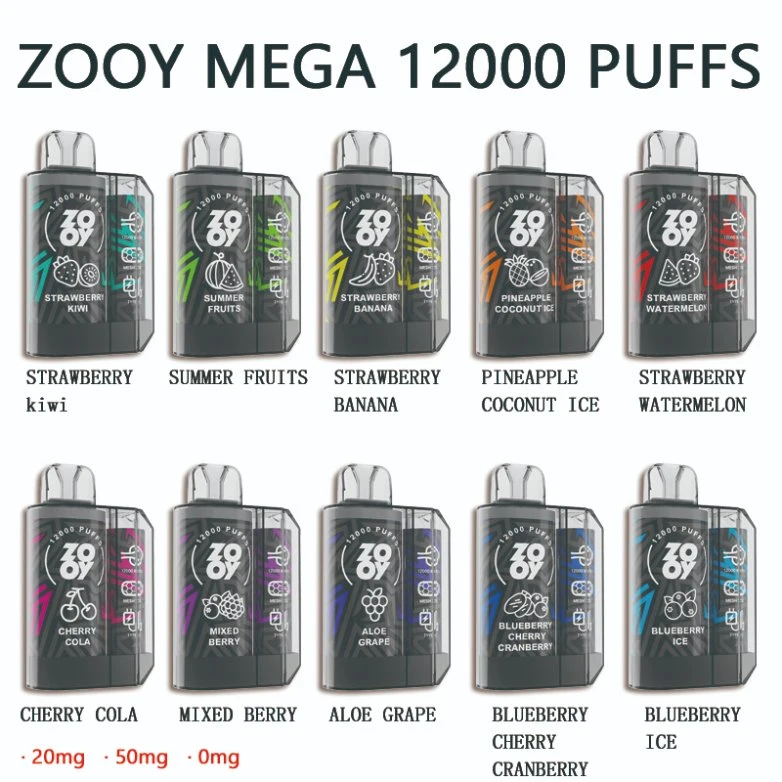 Wholesale Disposable Vape 12000 Zooy Mega Puff Bar 23ml Electronic Hookah Price Dry Herb Vaporizer