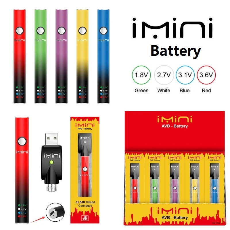 Alibaba Distributor Imini AVB Button 510 Battery Pen 350mAh Variable Voltage Preheat 510 Battery Thick Oil Puff Bars Vaporizer Disposable Vape Pod Pen