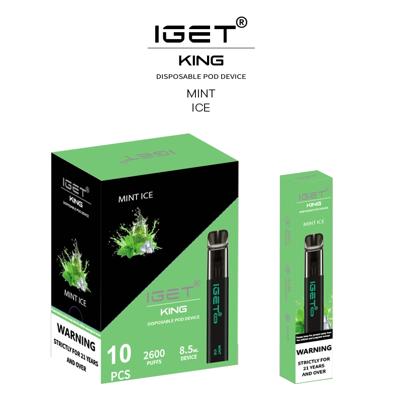 Original Iget King Disposable Vape Pod Device Kit 8.5ml 2600 Puffs 1400mAh Vs Iget XXL Shion