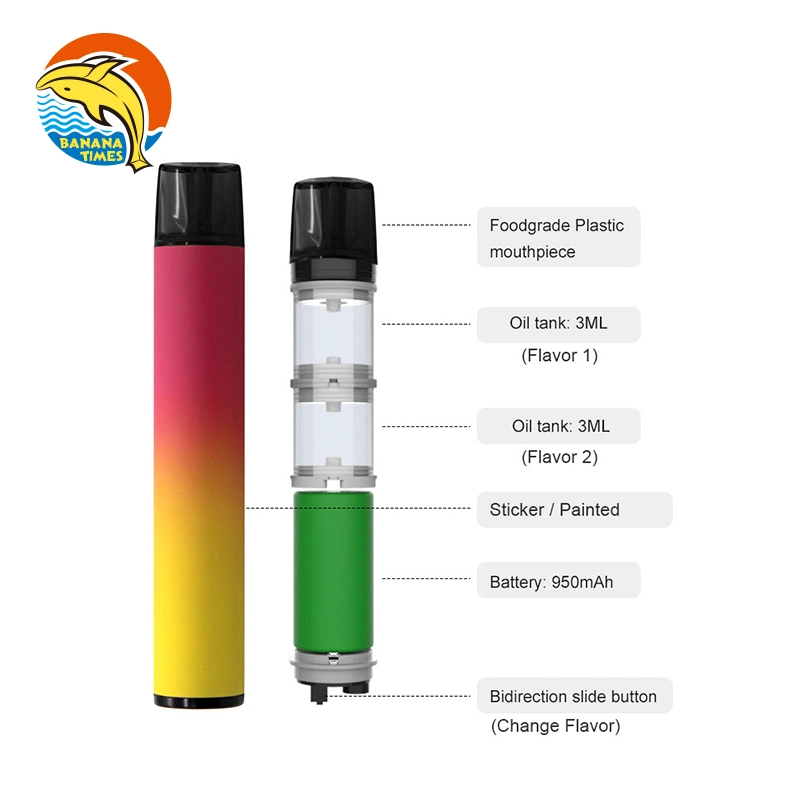 Custom Double Flavors Disposable Vaporizer Pen 3ml+3ml Two Tank Vape Vaporizer