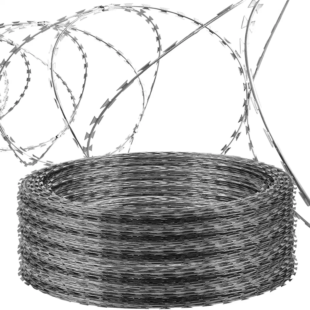 Razor Wire Double Spiral - Galvanized Steel Razor Wire Fence Ribbon Barbed Wire Coils for Farm