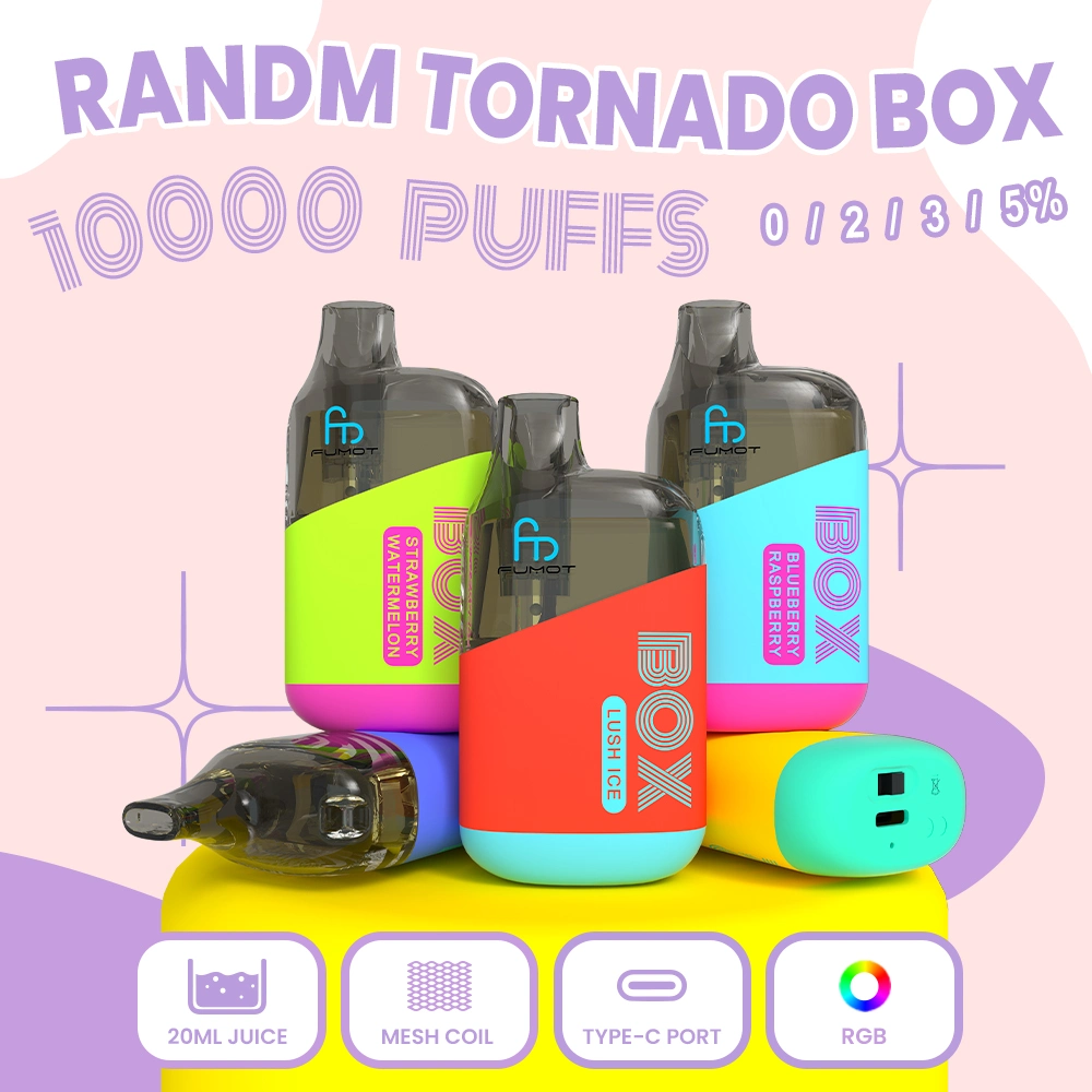 New Launched 10K Puffs Randm Tornado Box 10000 Rechargeable Disposable Vape 850mAh Inner Battery with Type-C Charging Port