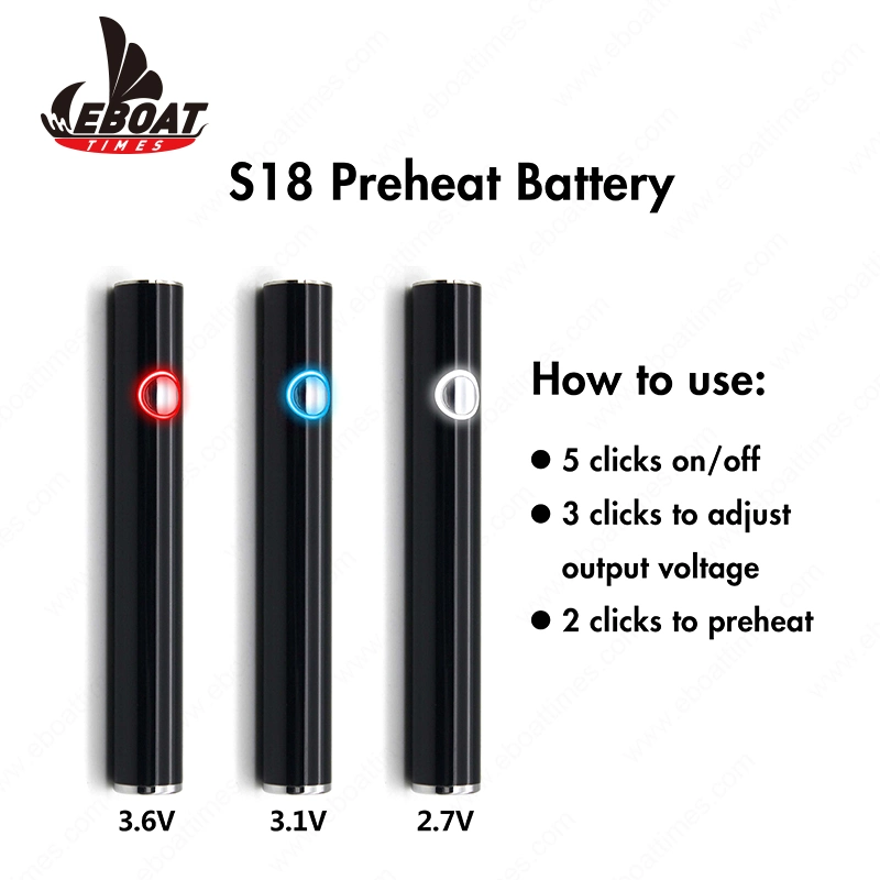 E Cigarette Preheat 380mAh 510 Thread Vape Battery