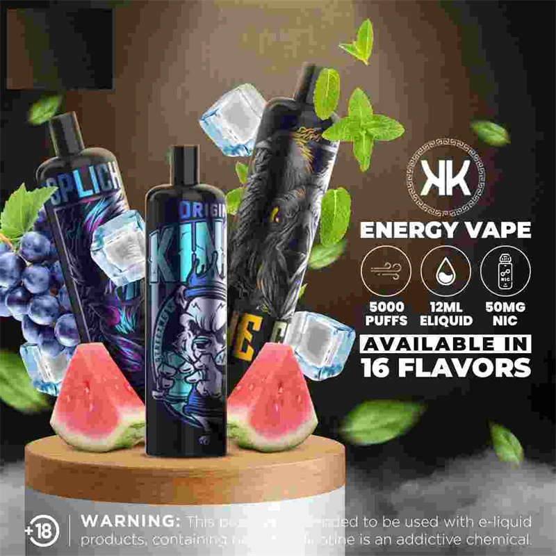 High Quality Original Kk Energy 5000 Puffs E Cigarettes Disposable Vape 850mAh 12ml Prefilled Mech Coil Airflow Pod Kits Rechargeable Vapes Randm Tornado 7000 8