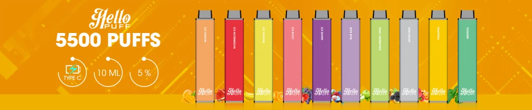 Bananatimes Hellopuff OEM 5500 Puffs Wholesale Disposable Vape Pen Electronic Cigarette 4000 Puff Big Bar Pod Custom Vaporizer Pen