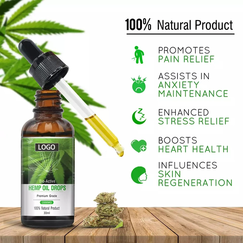 OEM Private Label Relieve Stress Pain Improve Sleep Essential Oil Natural Organic Pure Edible Hemp Seed Oil