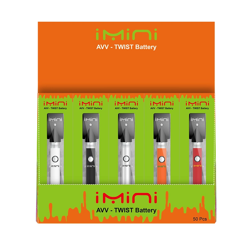 OEM Rechargeable Battery 510 Tread Disposable Vape Pen 350mAh Imini Avv Twist Battery for Thick Oil Cartridges