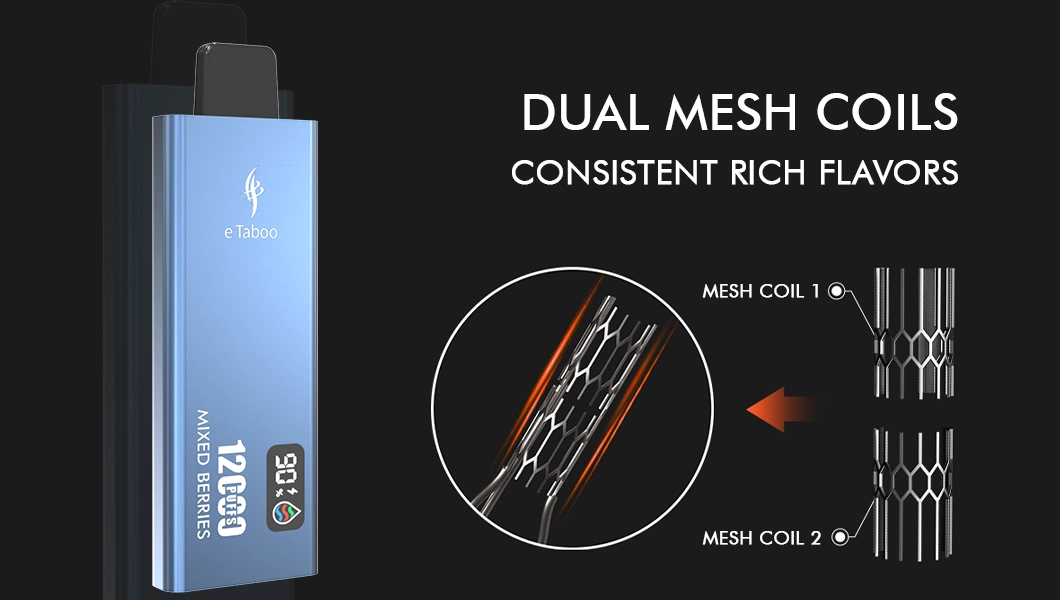 Dual Mesh Coil 12000 Puffs Disposable Vape with Screen Slim Wape Waka Shisha Device Custom