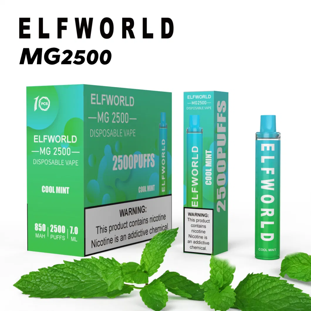 Original Elfworld Mg 2500 E Cigarette Unrechargeable RM Puffs Disposable E Cigarette Vape Crystal Legend Elf World Puff Bar Puff Plus Ultra