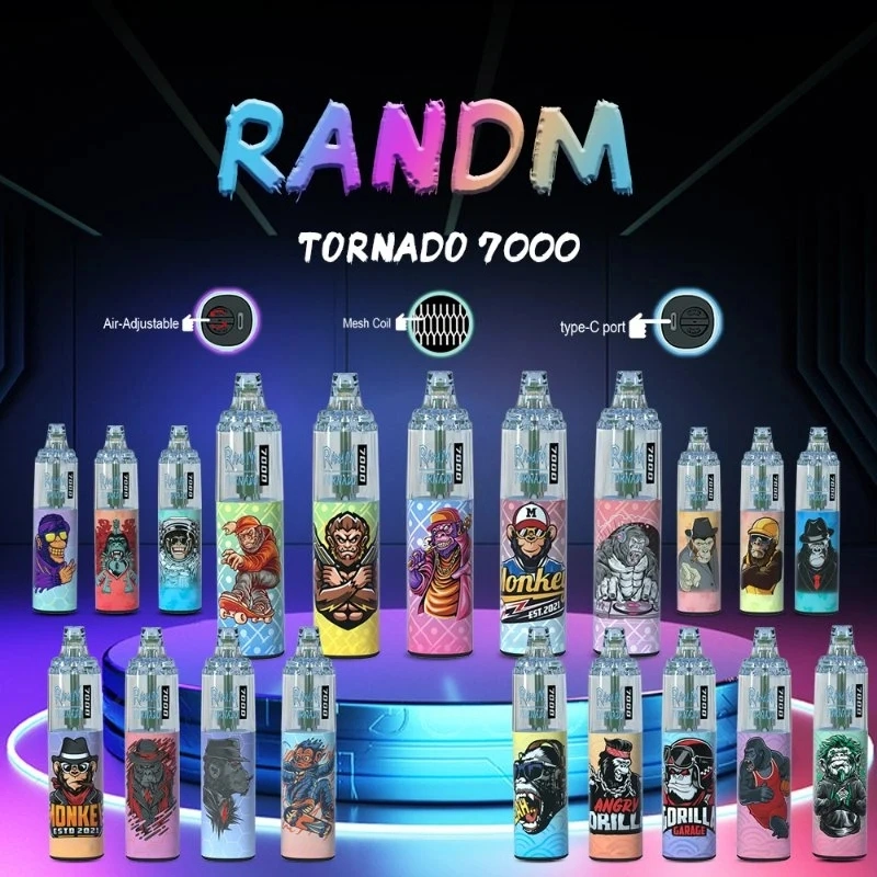 56 Regular Flavors Original Randm Tornado 7000 Puffs Disposable Vape Pen 2% &amp; 5% Flashing RGB Tank Design 850mAh Type-C Rechargeable Disposable Mini E-Cigarette