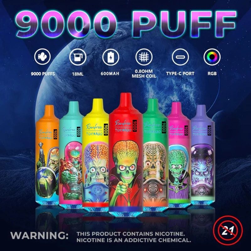 Runfree Wholesale 10000 Puffs Rechargeable 850mAh 14ml E Liquid Luminous Lamp Vape Adjustable Airflow Disposable E Cigarette