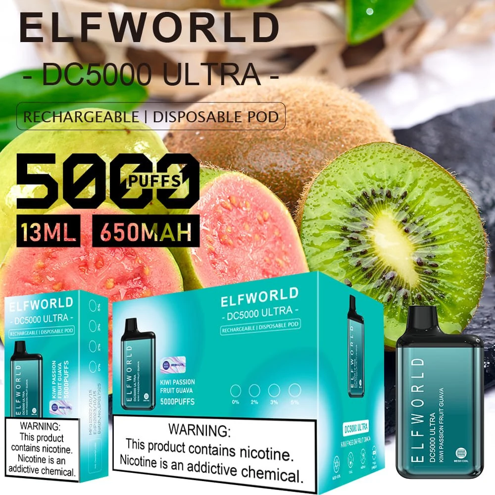 Original Elfworld Ultra 5000 Cigarettes Disposable Vapes Recharager Battery Vs Elfbar 5000